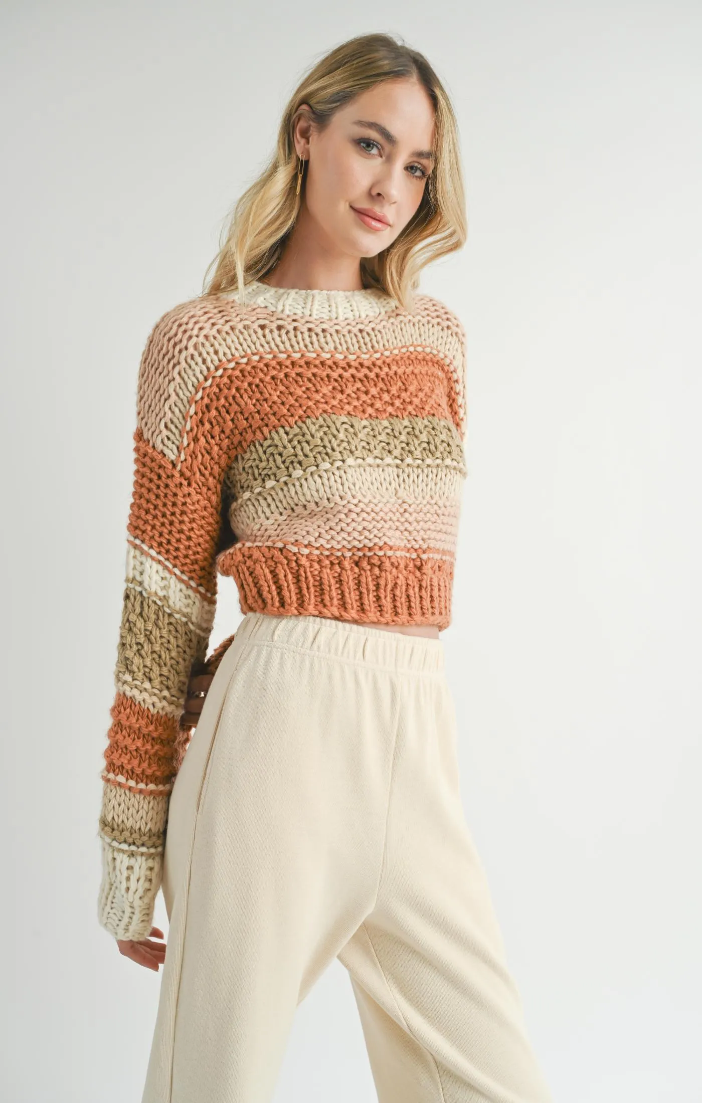 Butter Pecan Chunky Sweater - Brick Multi