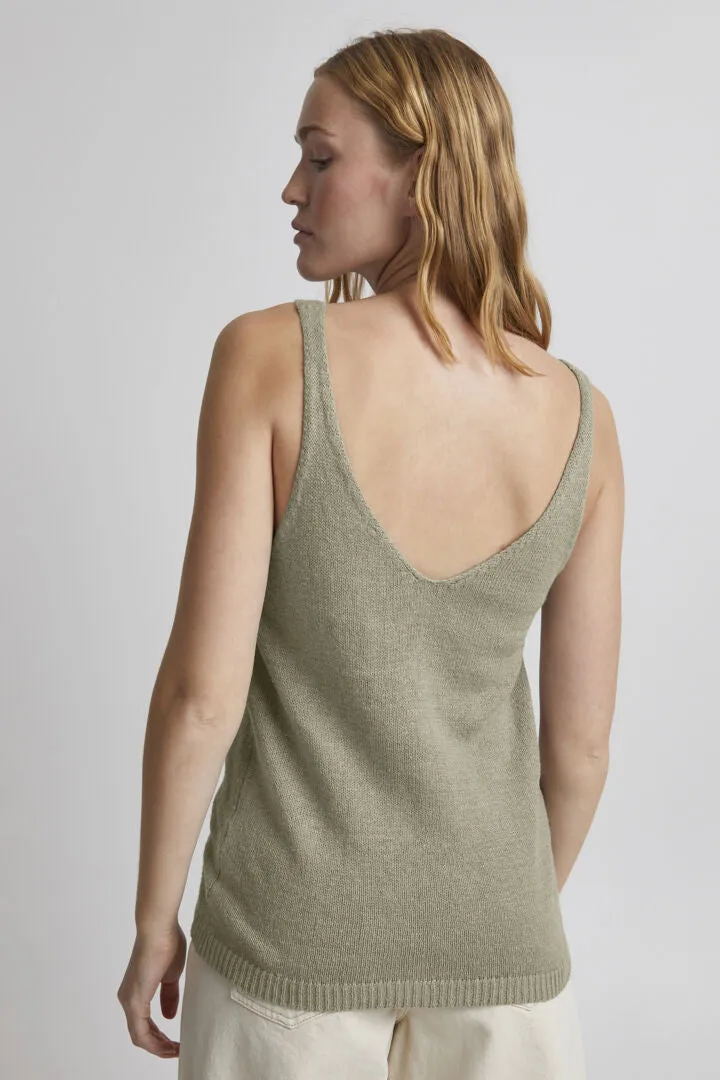 Byoung Bynelo Knitted V Neck Vest Top Seagrass