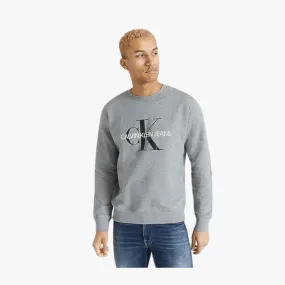 Calvin Klein Mens Iconic Mogram Crew Sweater Grey Heather