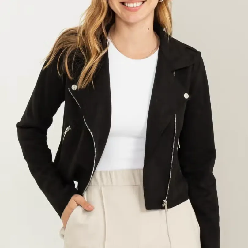 Carefree Season Faux Suede Moto Jacket