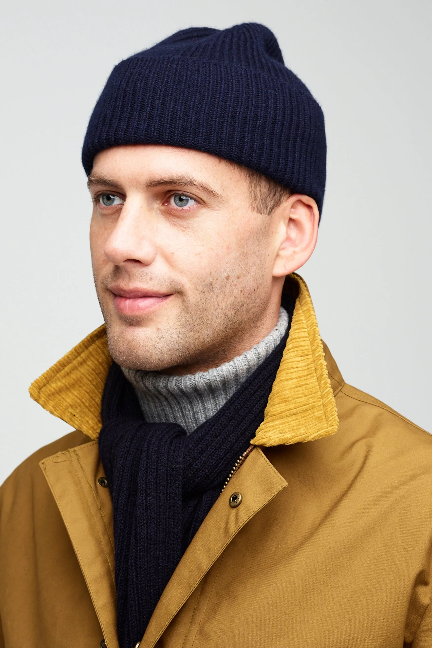 Cashmere Beanie Hat - Navy