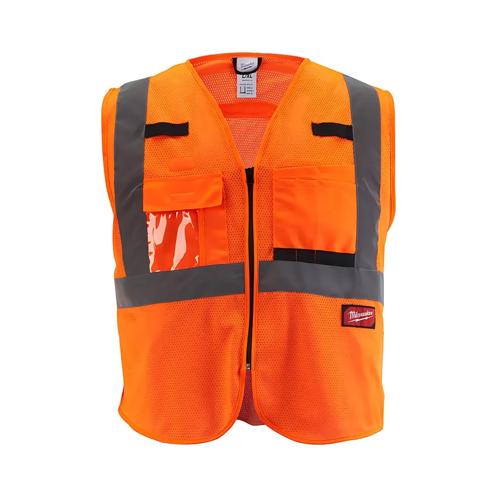 Class 2 High Visibility Orange Mesh Safety Vest - L/XL