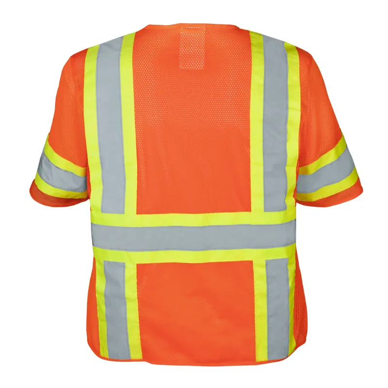 Class 3 Orange Flame Retardant Safety Vest with Zipper Front and Sleeves