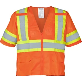 Class 3 Orange Flame Retardant Safety Vest with Zipper Front and Sleeves