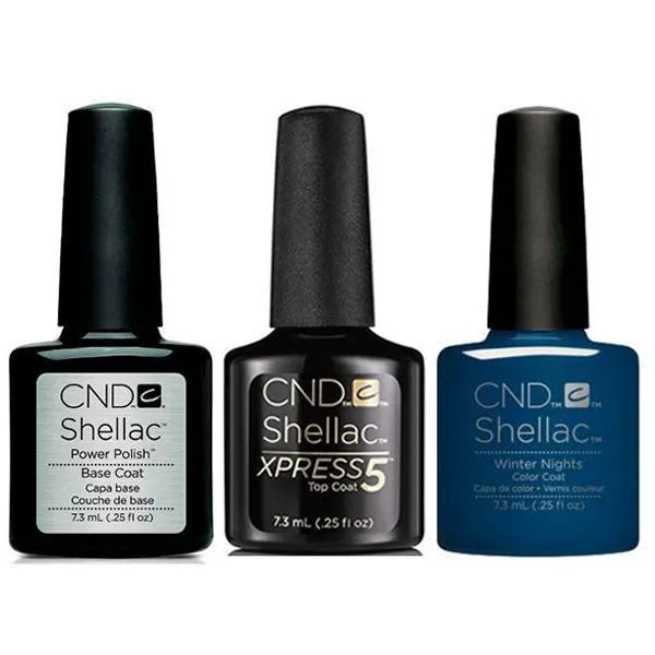 CND - Shellac Xpress5 Combo - Base, Top & Winter Nights (0.25 oz)