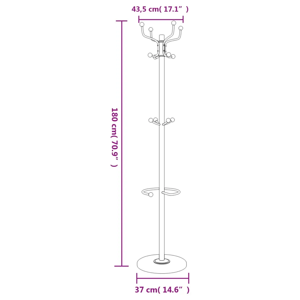 Coat Stand with Umbrella Holder Black 180 cm Powder-coated Iron