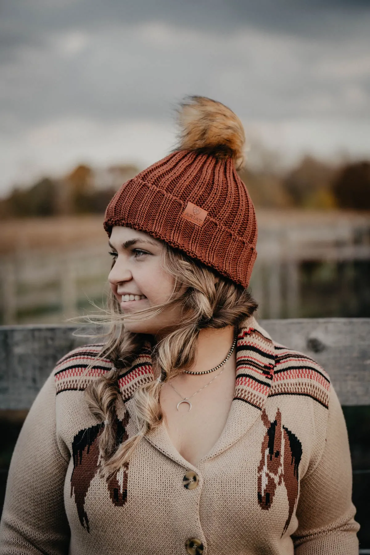 'Cotswold' Ariat Unisex Beanie with Faux Fur Pom {2 Colours}