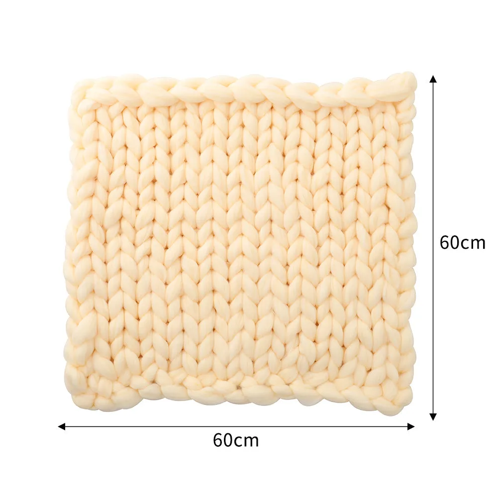 Cotton Chunky Knit Blanket Decorative Fluffy Soft Cushion Blanket