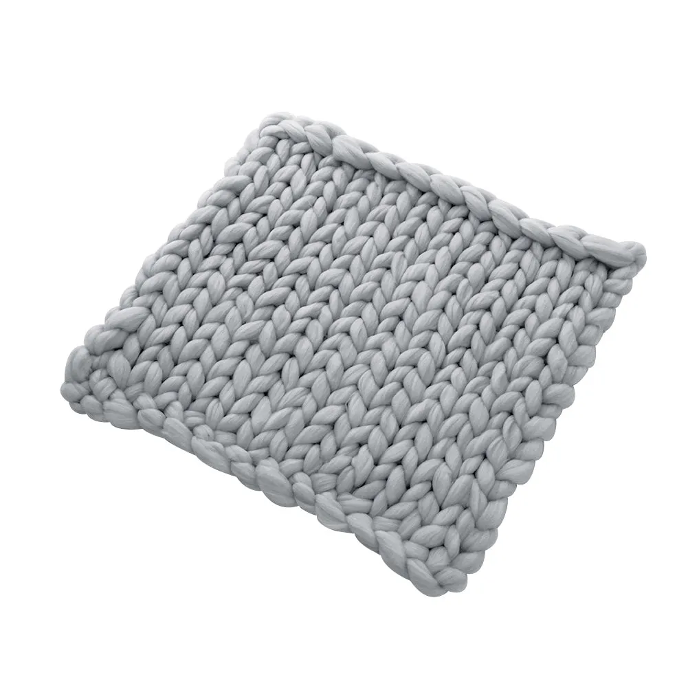 Cotton Chunky Knit Blanket Decorative Fluffy Soft Cushion Blanket