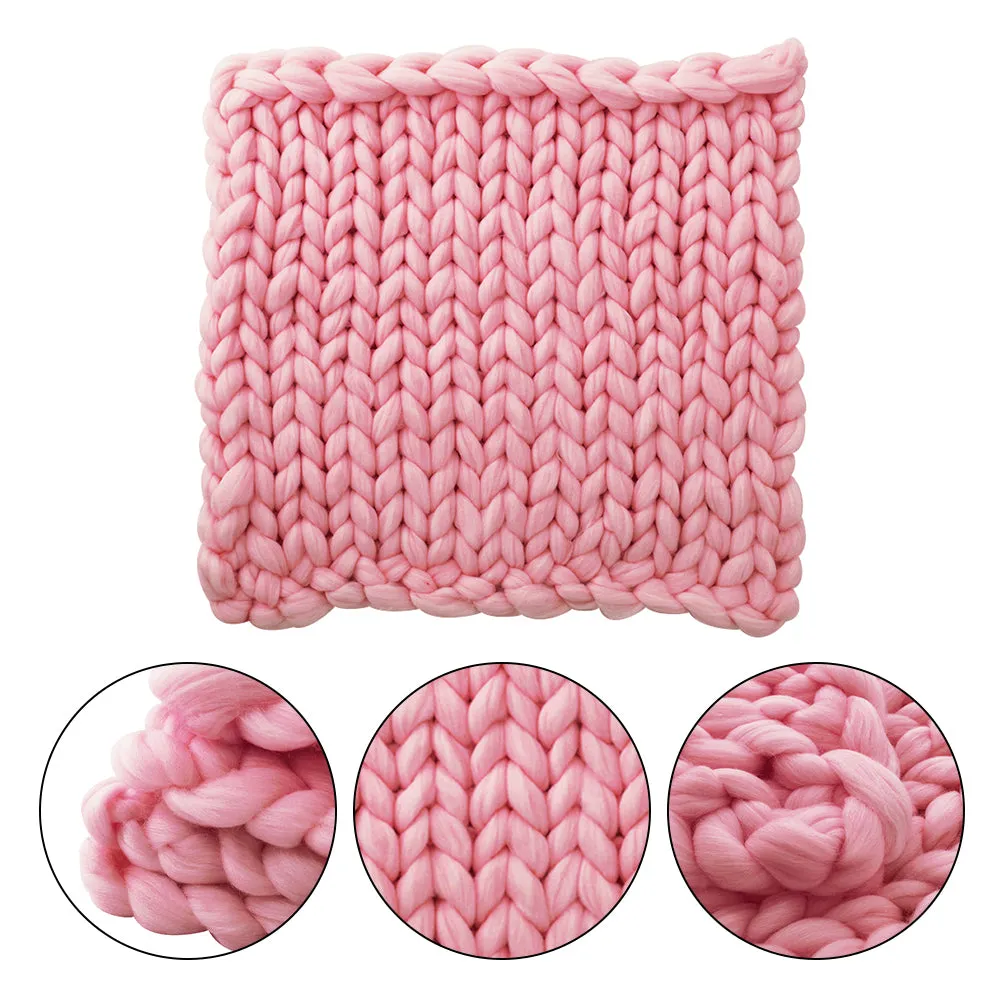 Cotton Chunky Knit Blanket Decorative Fluffy Soft Cushion Blanket