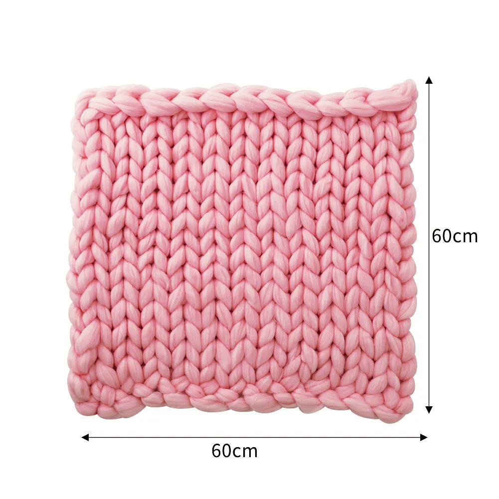 Cotton Chunky Knit Blanket Decorative Fluffy Soft Cushion Blanket