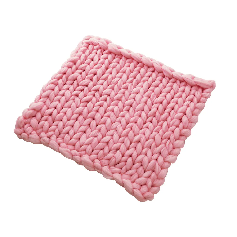 Cotton Chunky Knit Blanket Decorative Fluffy Soft Cushion Blanket