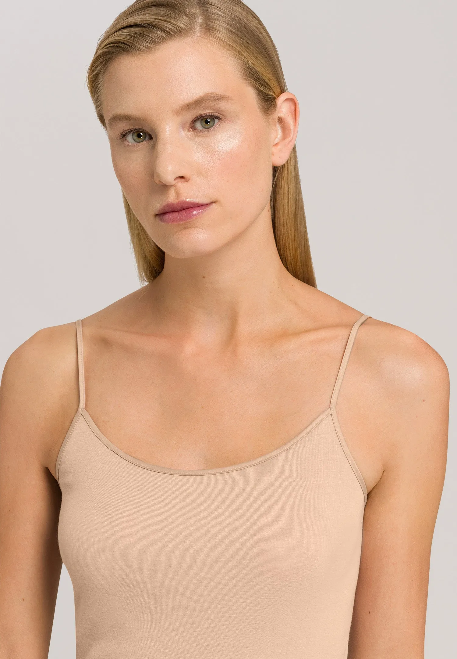 Cotton Seamless Cotton Round Neck Camisole | Beige 71600-274