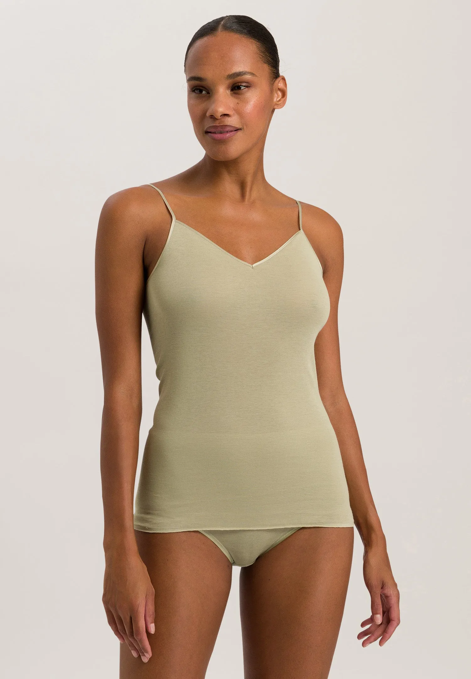 Cotton Seamless Cotton V-Neck Camisole | Moss Green 71601-2720