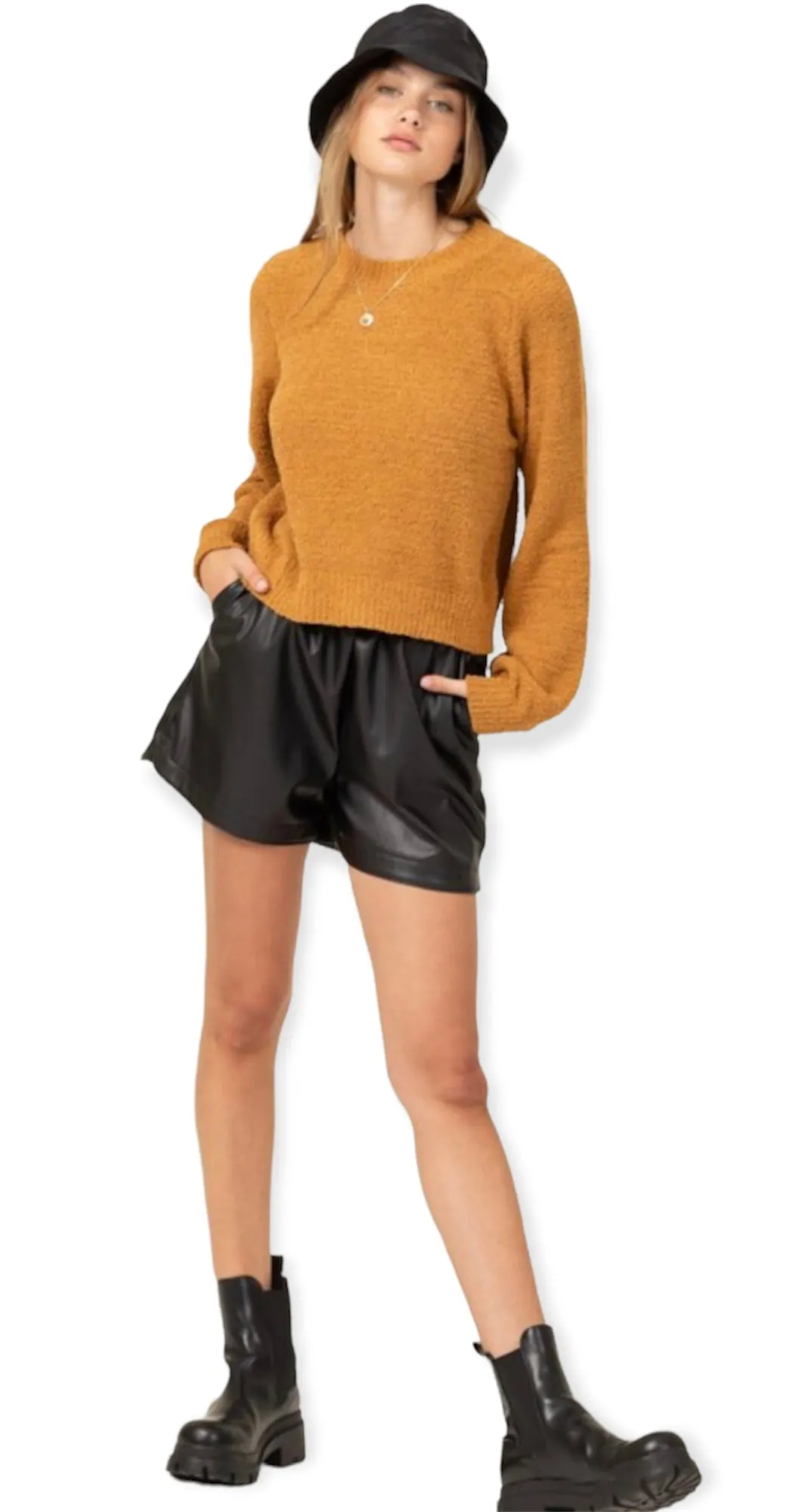 Coziest Cropped sweater- Brown Sugar