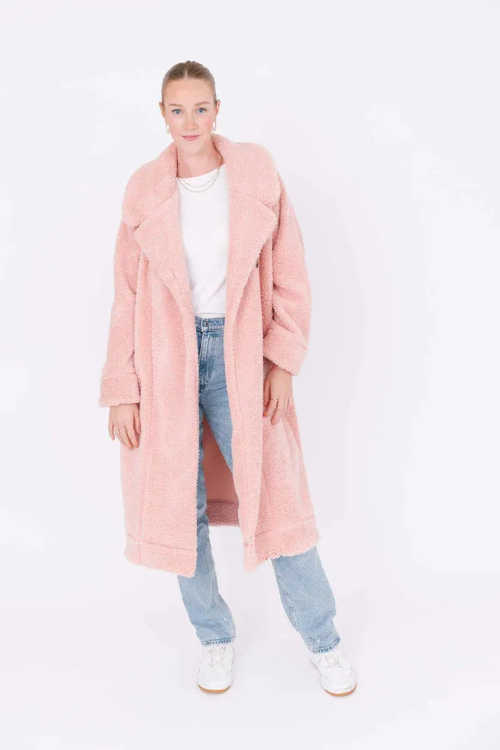 Cozy Chic Teddy Coat in Rosé Pink - VARIOUS SIZES