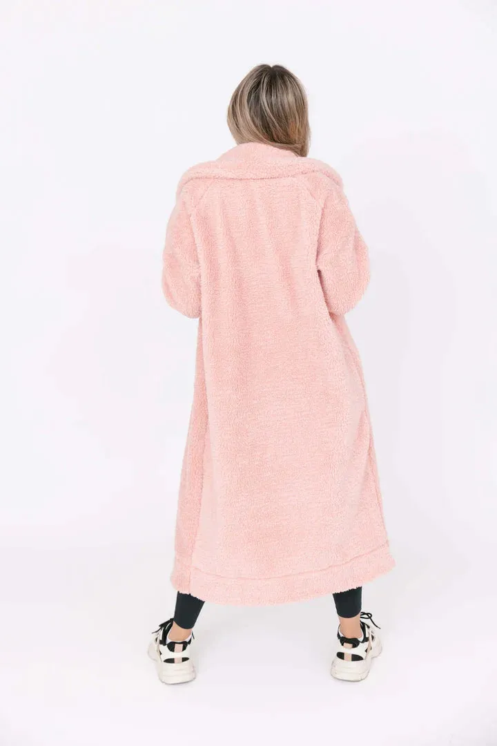 Cozy Chic Teddy Coat in Rosé Pink - VARIOUS SIZES