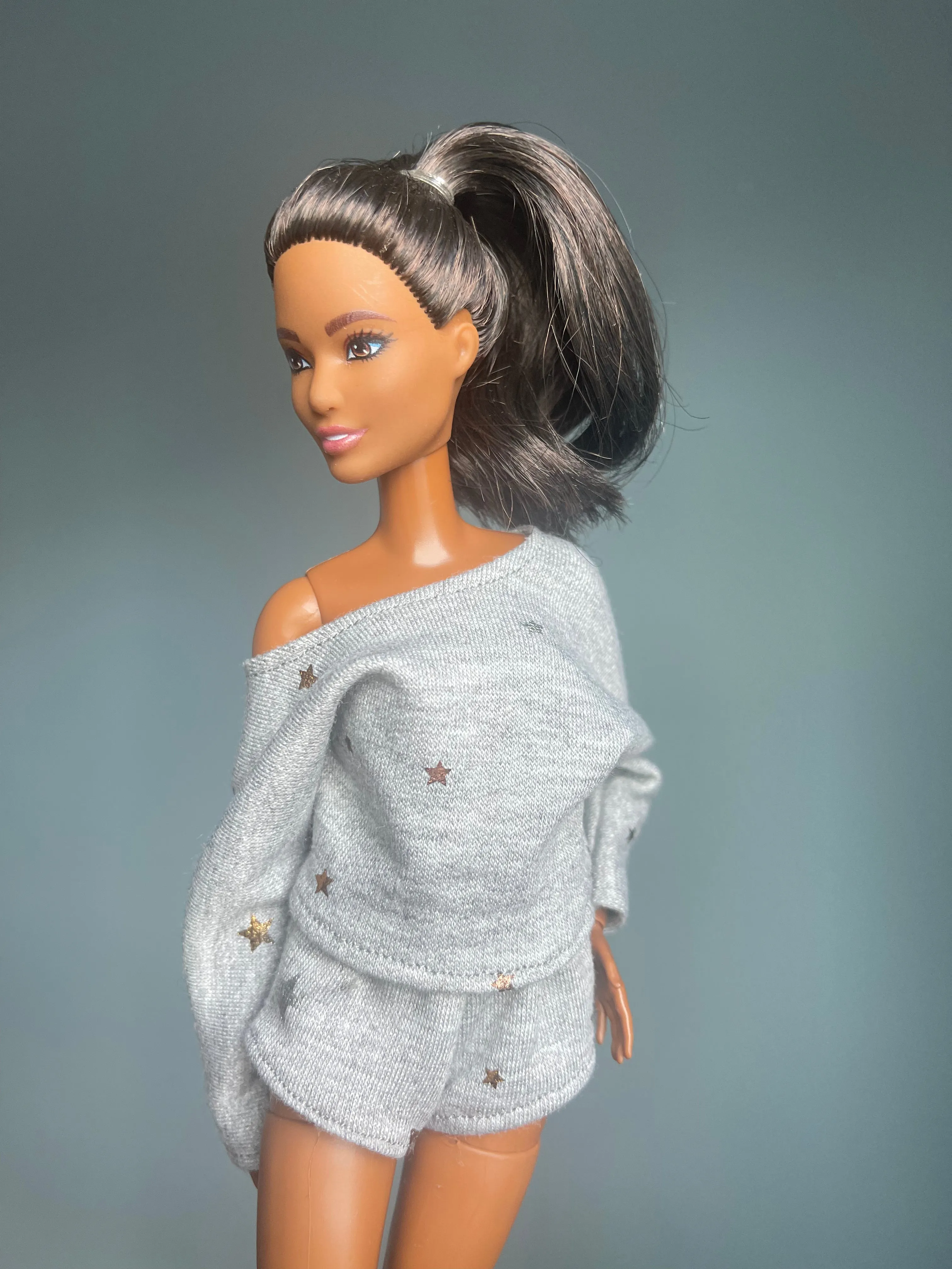 Cozy pajamas for fashion dolls winter sweater and shorts