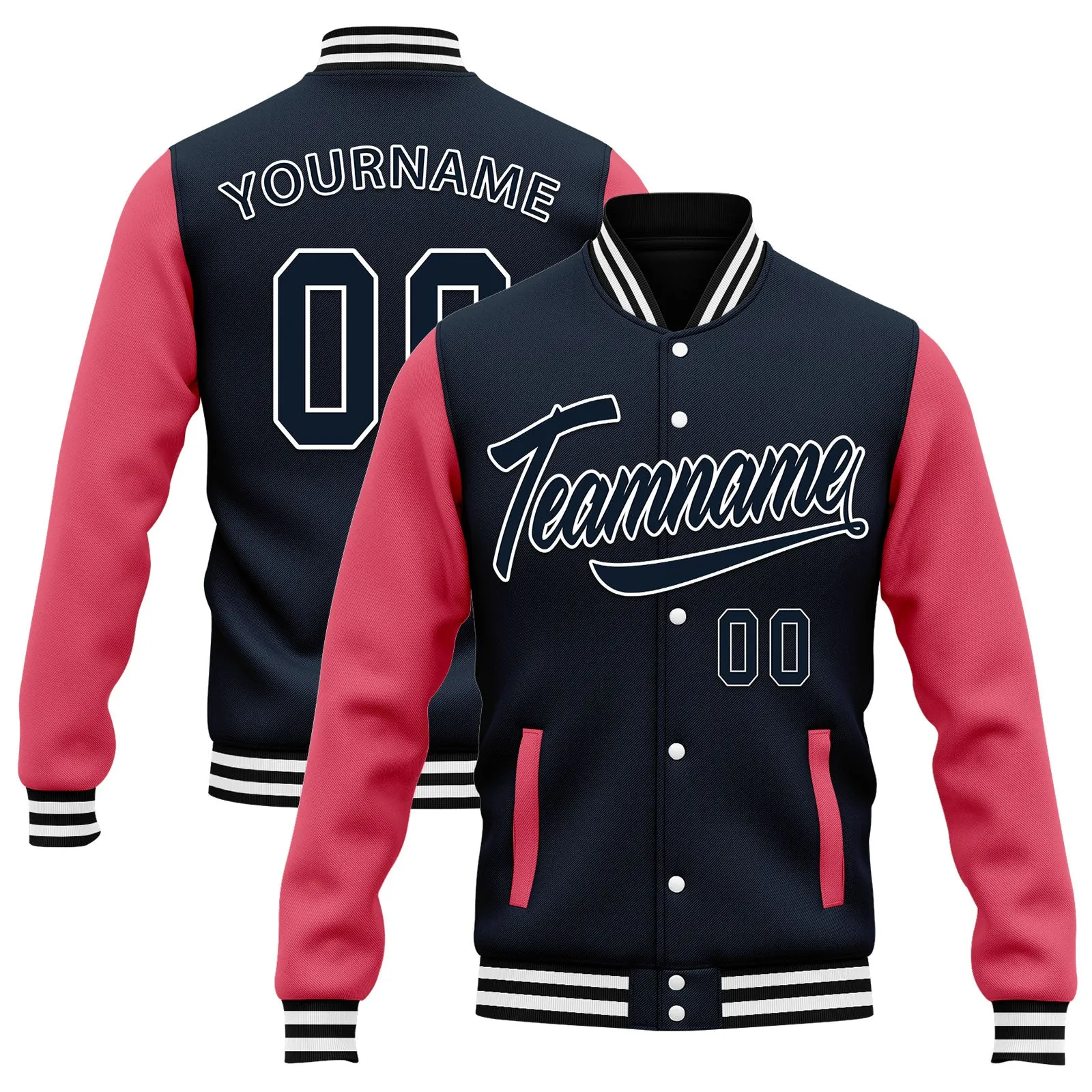 Custom Raglan Sleeves Jacket Bomber Full-Snap Varsity Letterman Personalized Jacket FZ005-D025002-8