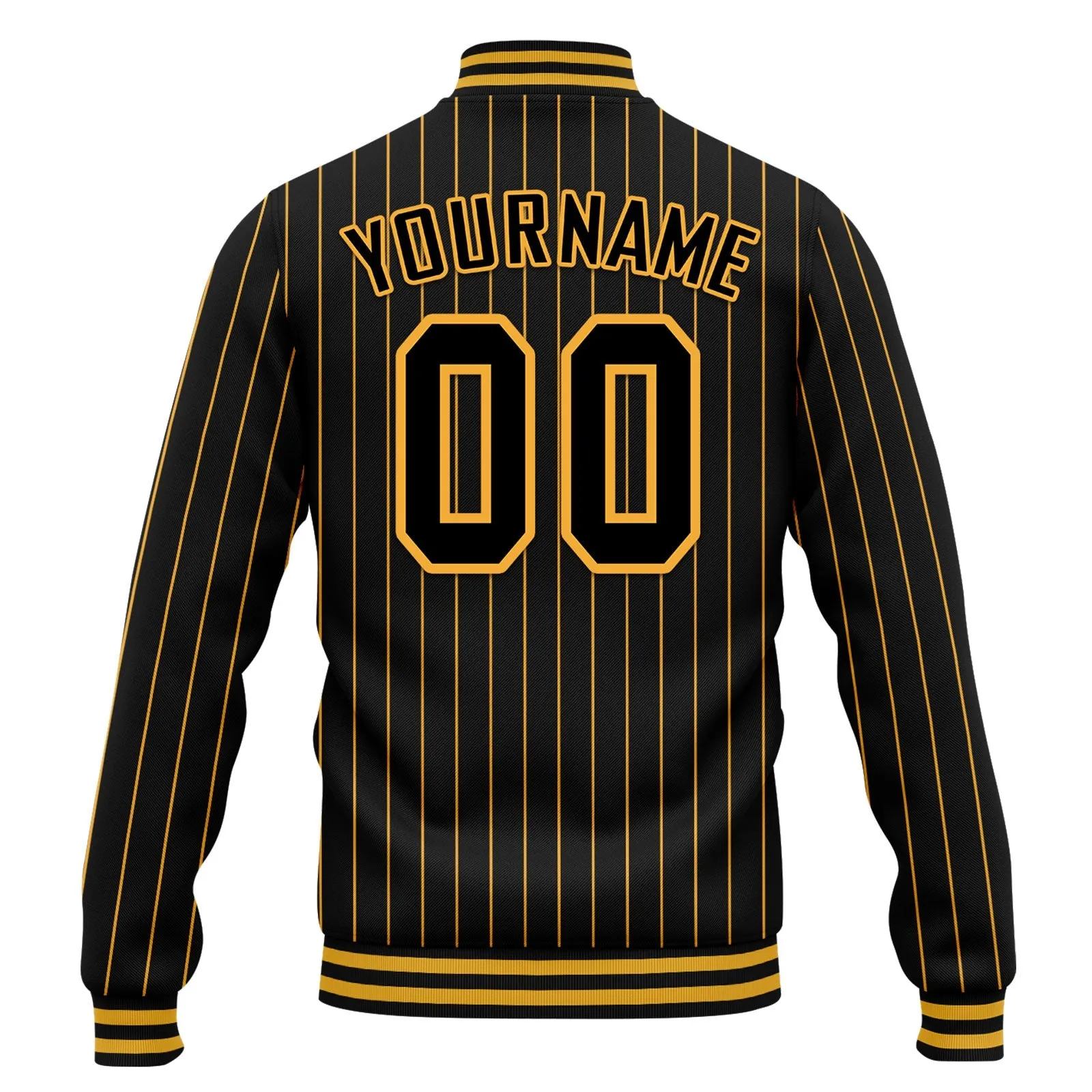 Custom White Yellow Stripe Fashion Jacket Bomber Full-Snap Varsity Letterman Personalized Jacket FZ005-D020219-10