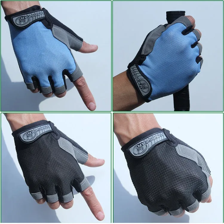 Cycling Shock Absorbing Anti-Slip Gloves Fitness Weight Lifting Training Half-finger Gloves, Size:XL(Lake Blue)