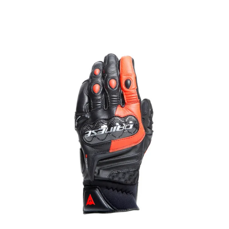 Dainese Carbon 4 Short Leather Gloves Black/Fluorescent Red