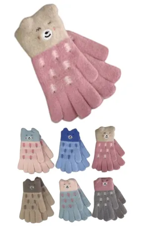 DBGK7815 Kids Animal Pattern Knit Winter Gloves 12prs Pack