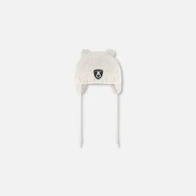 Deux Par Deux Knit Hat with Ear Flaps - Whisper White