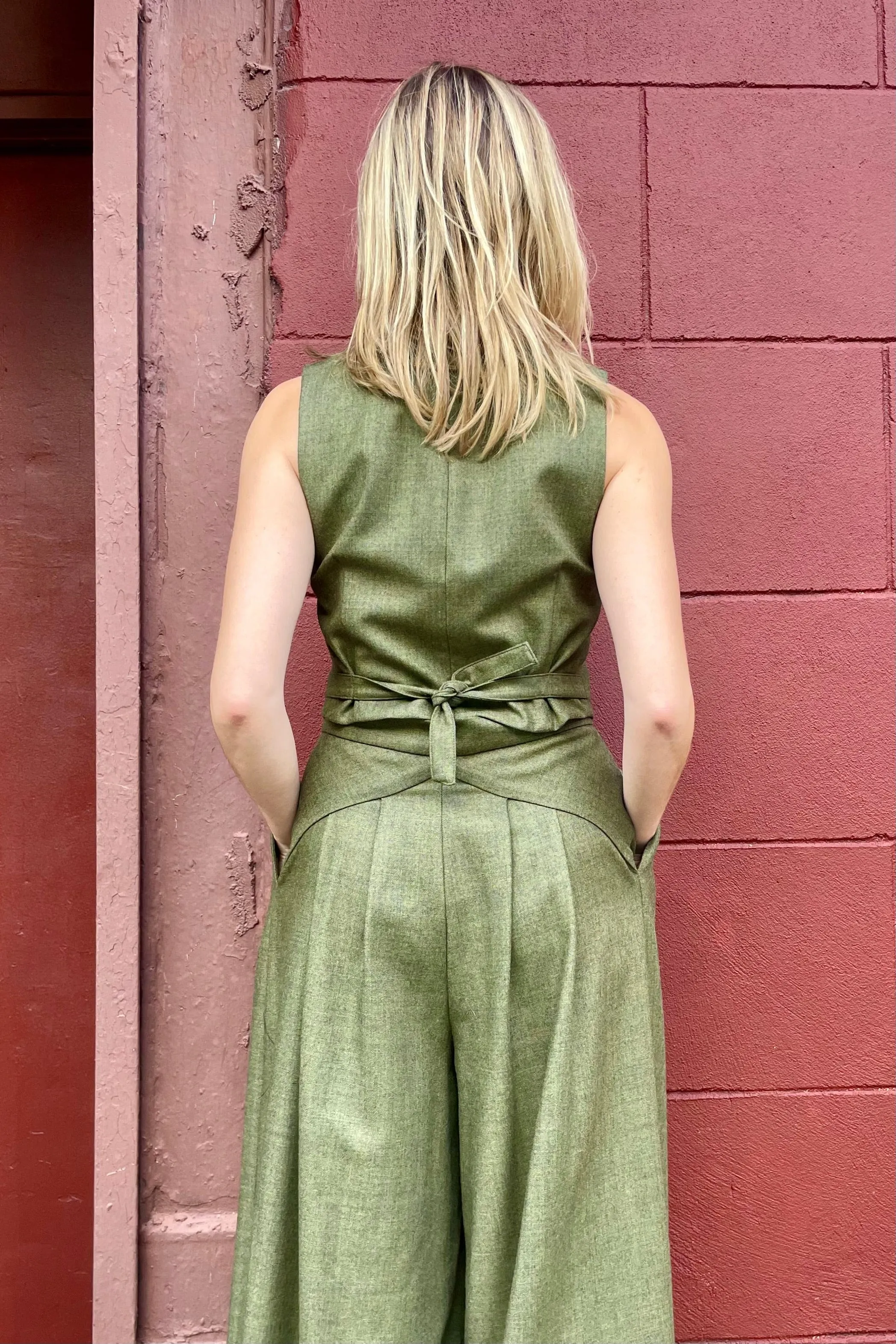 Diane Vest in Olive Wool