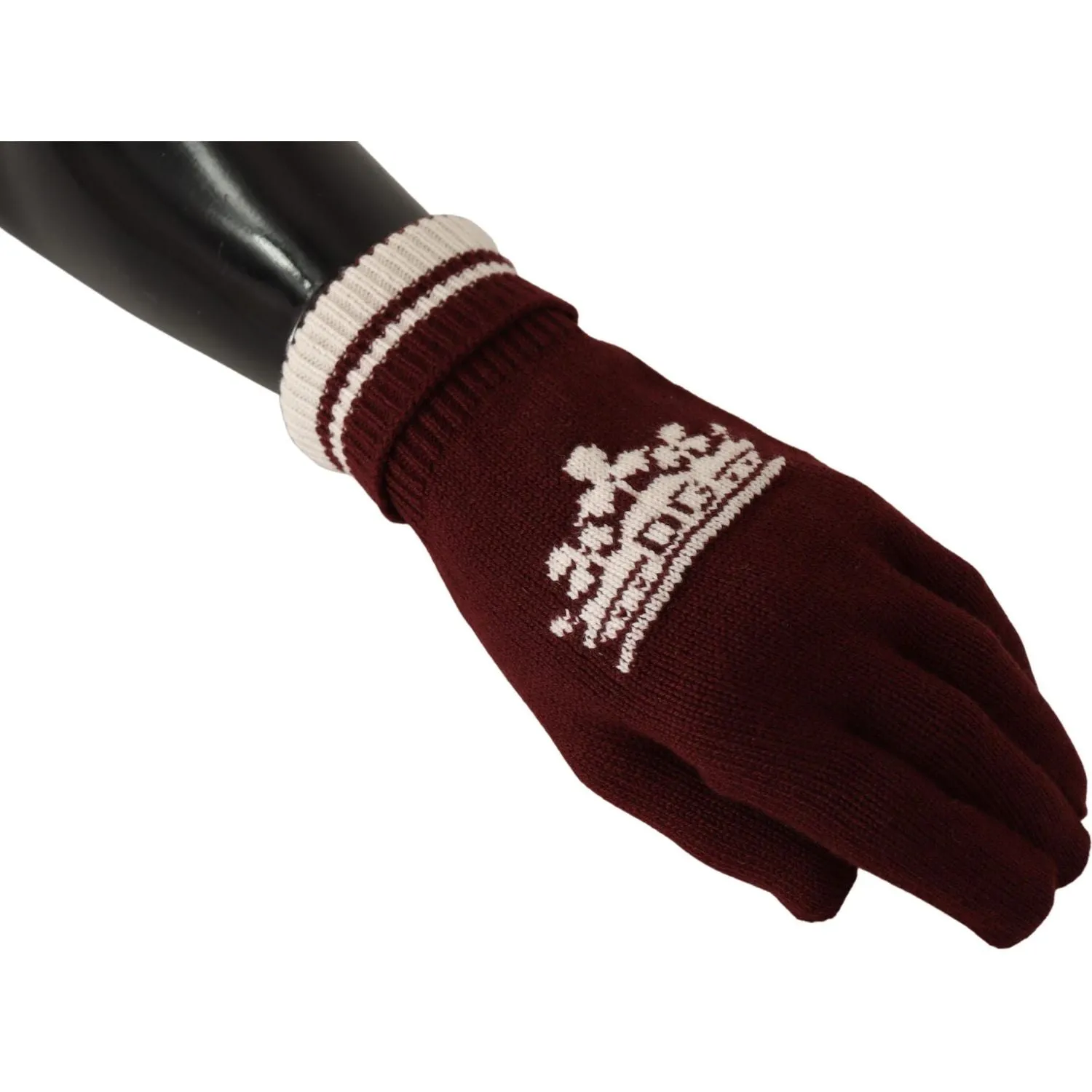 Dolce & Gabbana Elegant Red Cashmere Gloves with Crown Motif