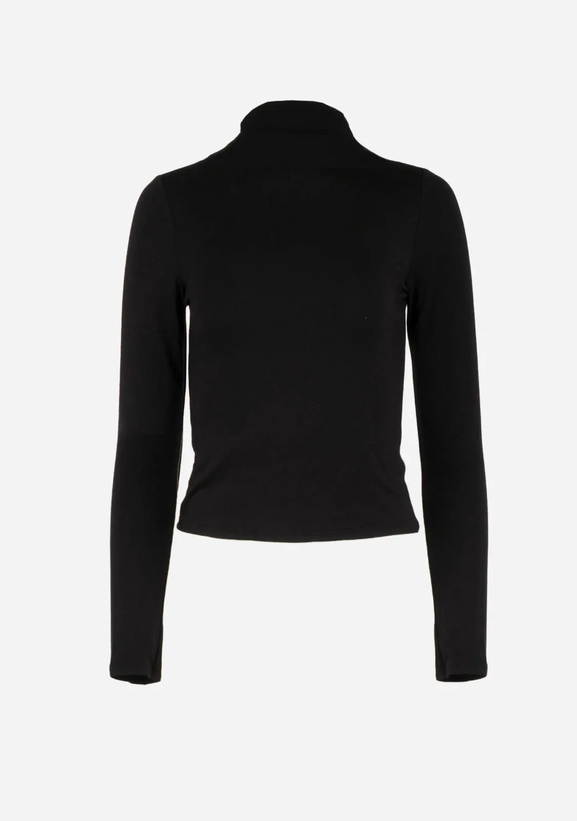 Double Layered Mock Neck L/S Top Shorter Body