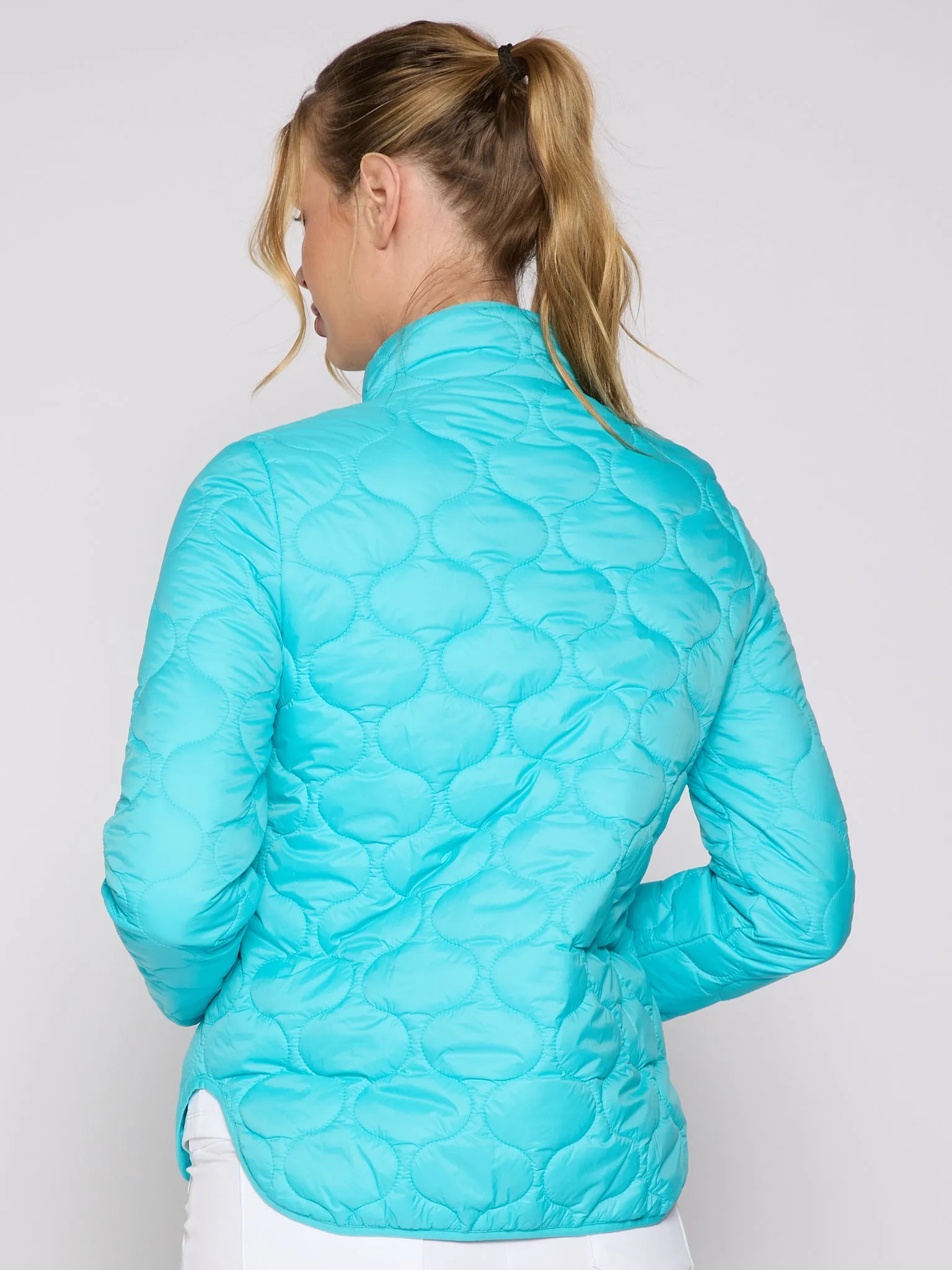 Double Zipper Padded Jacket in Caribbean Turquoise