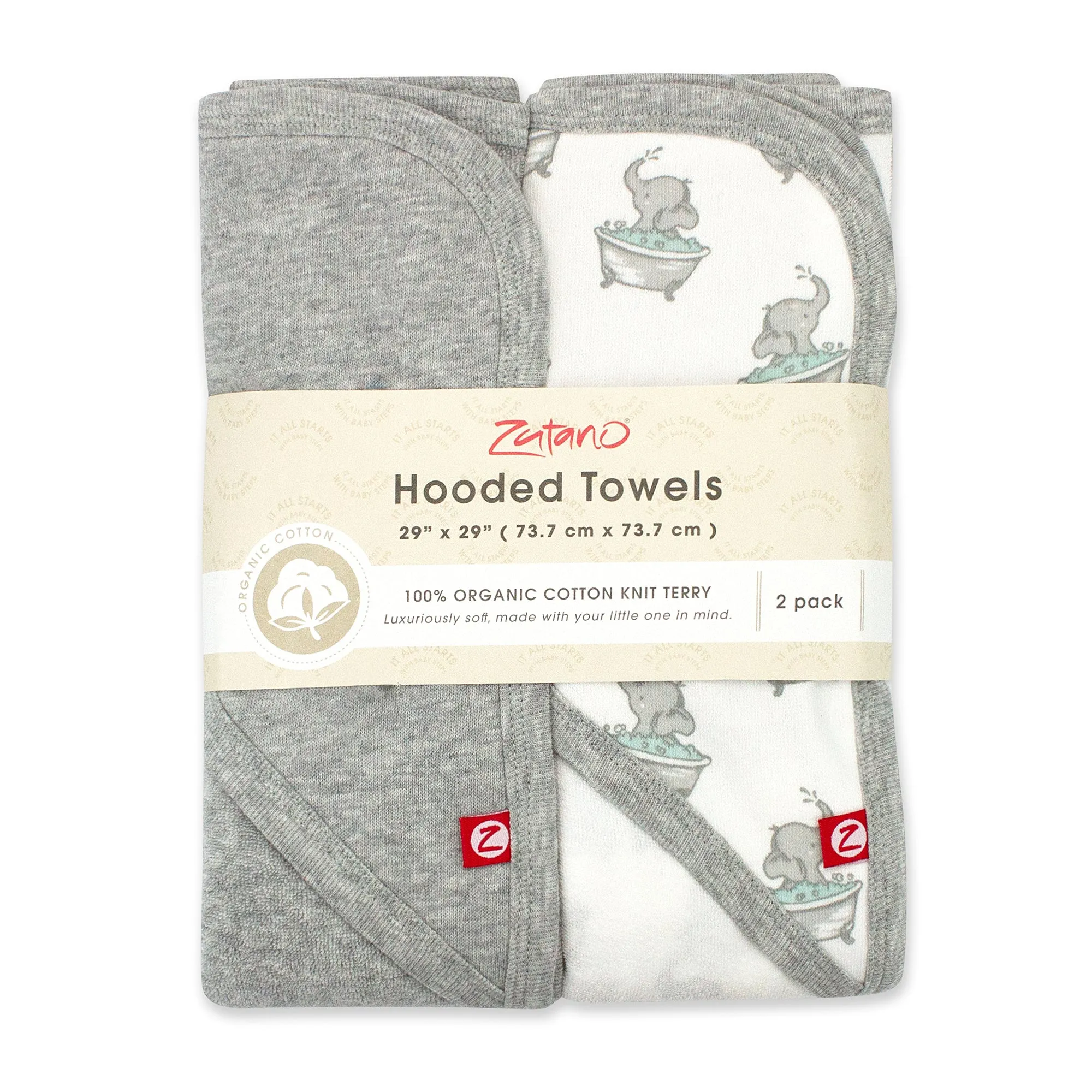 Elephants Organic Cotton Knit Terry Hooded Towel 2 Pack