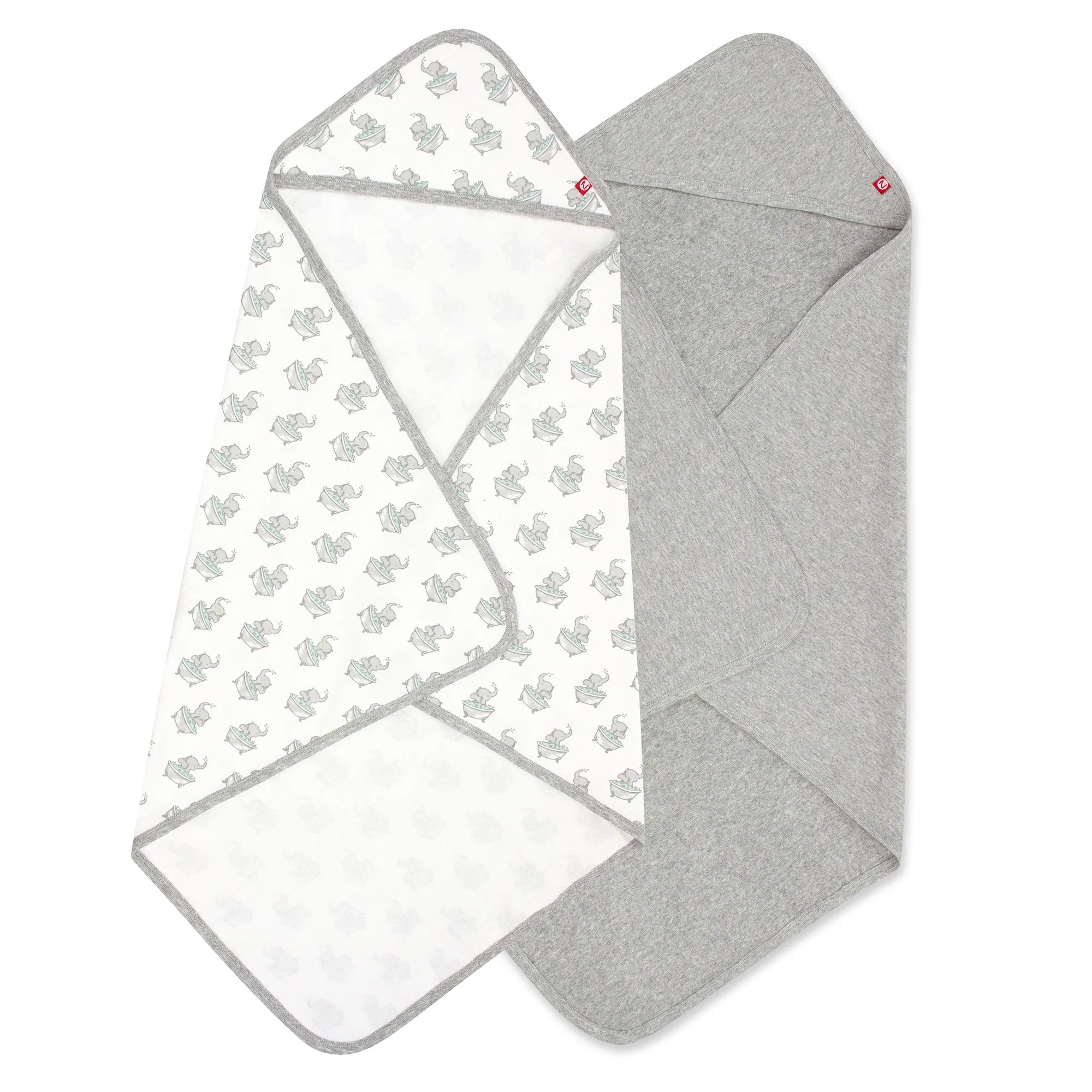 Elephants Organic Cotton Knit Terry Hooded Towel 2 Pack