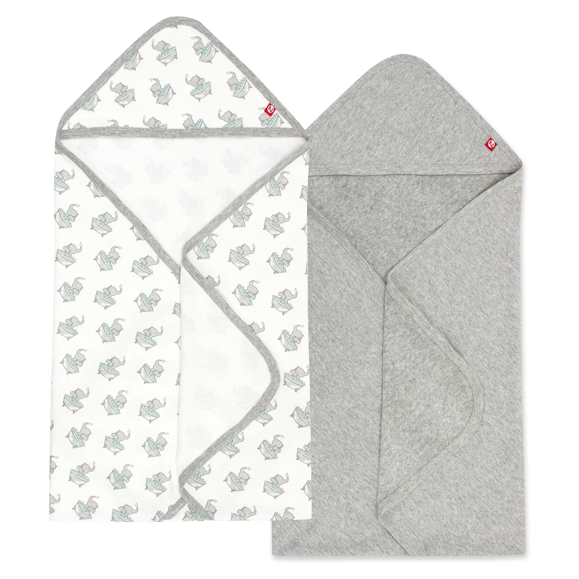 Elephants Organic Cotton Knit Terry Hooded Towel 2 Pack