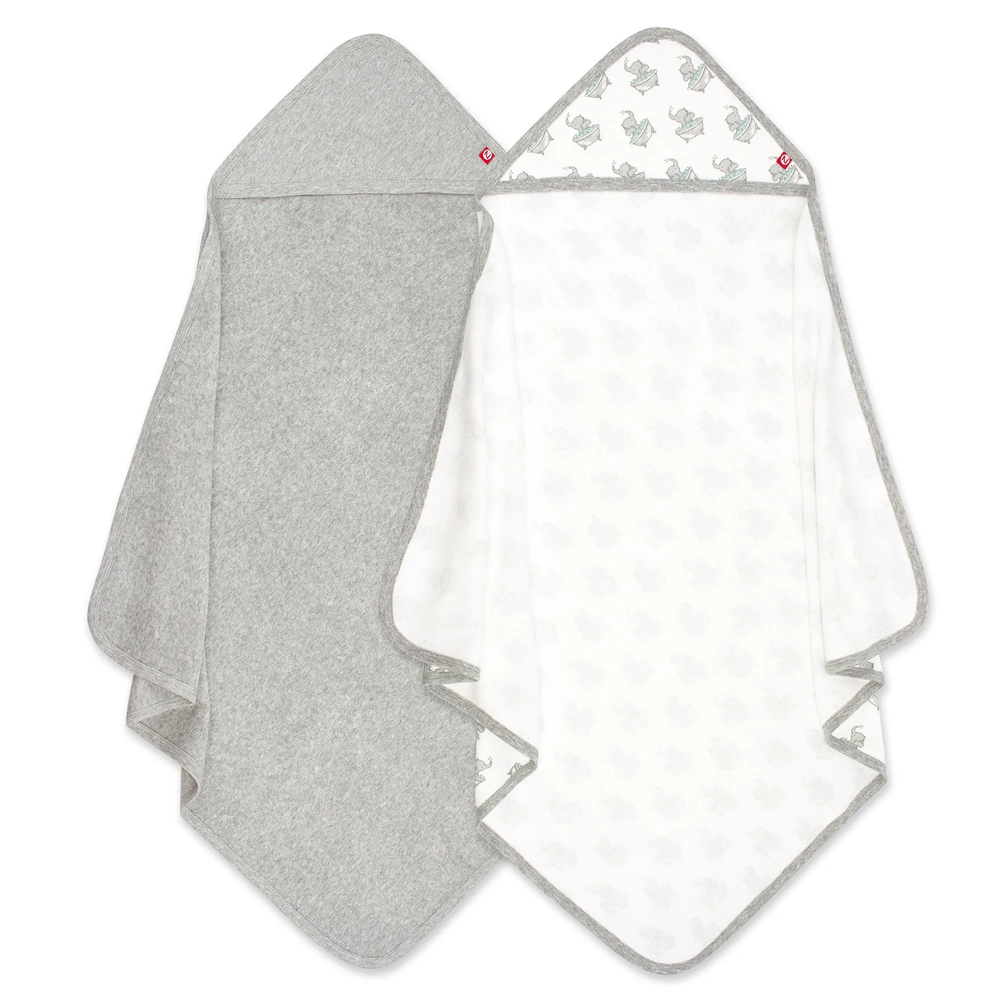 Elephants Organic Cotton Knit Terry Hooded Towel 2 Pack