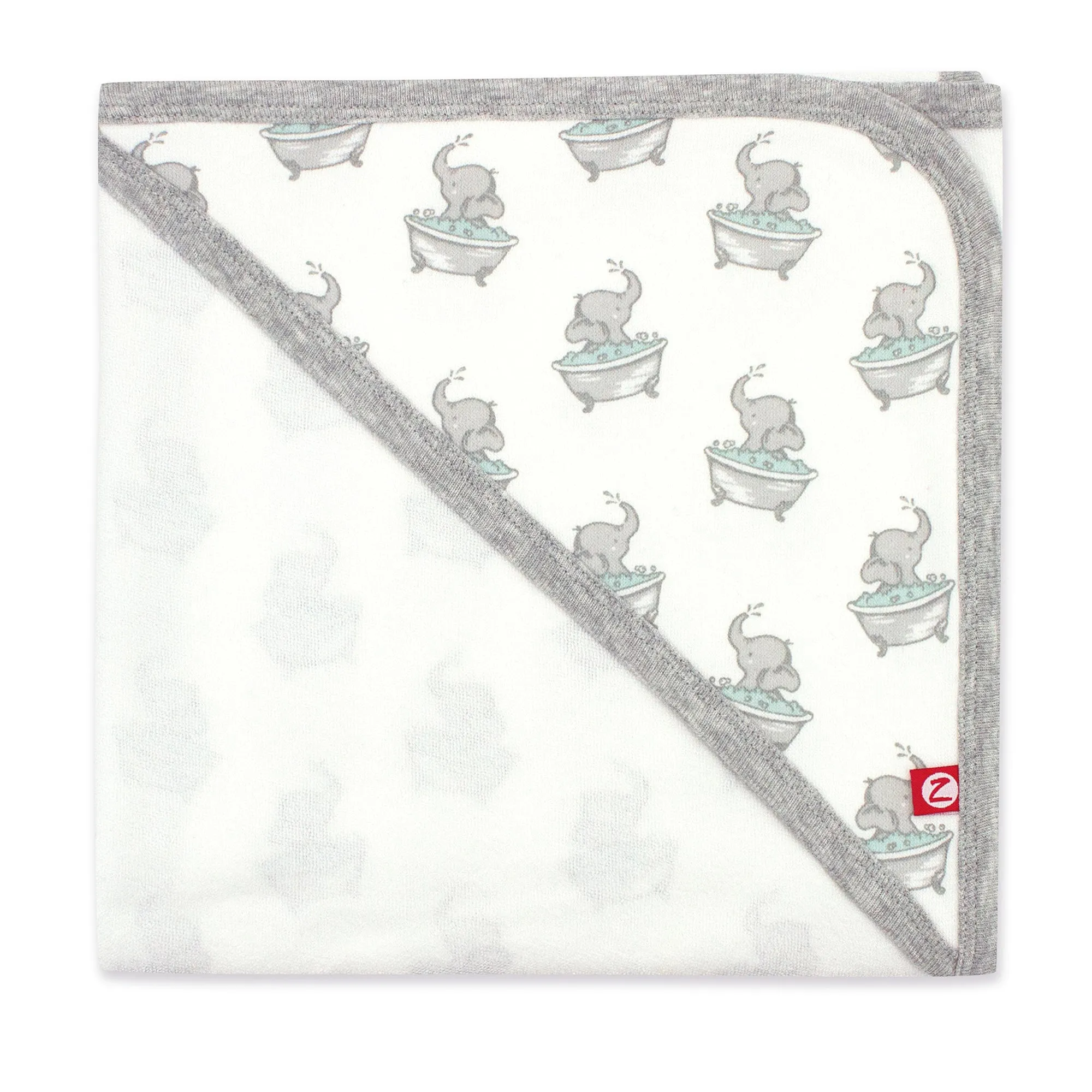 Elephants Organic Cotton Knit Terry Hooded Towel