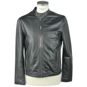 Emilio Romanelli Sleek Leather Black Jacket