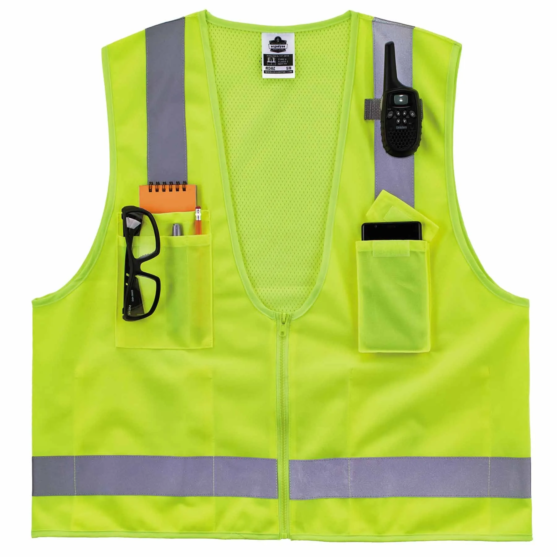 Ergodyne 24503 8249Z-S M Lime Class 2 Economy Surveyors Vest - Single Size