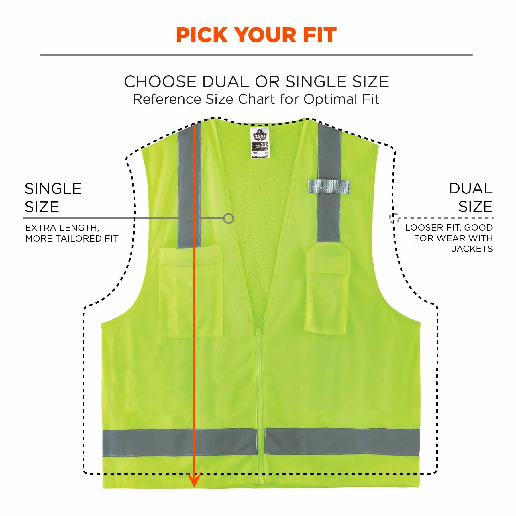 Ergodyne 24503 8249Z-S M Lime Class 2 Economy Surveyors Vest - Single Size