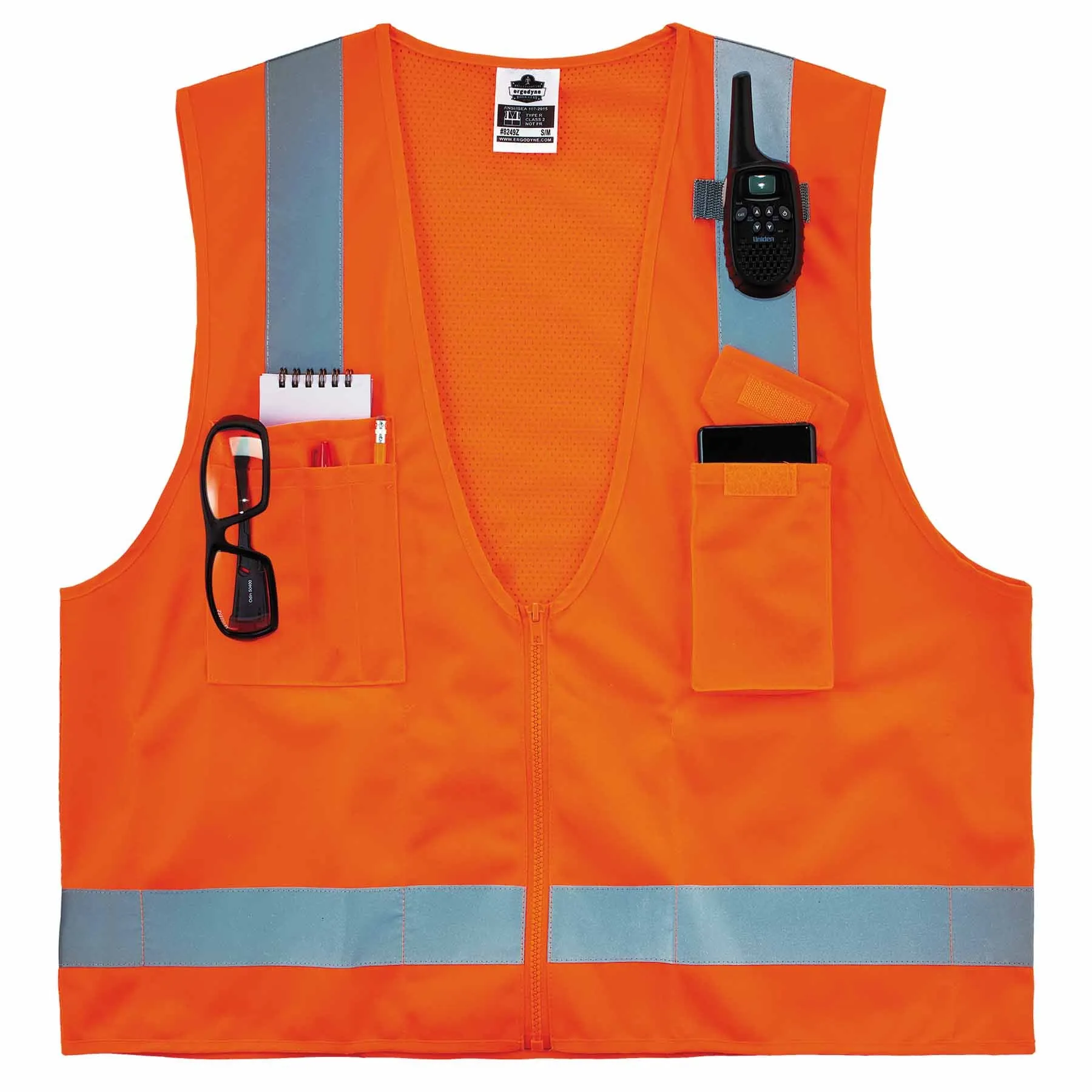 Ergodyne 24511 8249Z-S XS Orange Class 2 Economy Surveyors Vest - Single Size