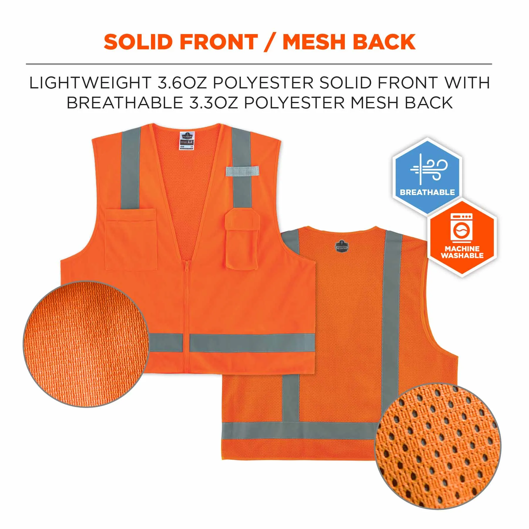 Ergodyne 24511 8249Z-S XS Orange Class 2 Economy Surveyors Vest - Single Size