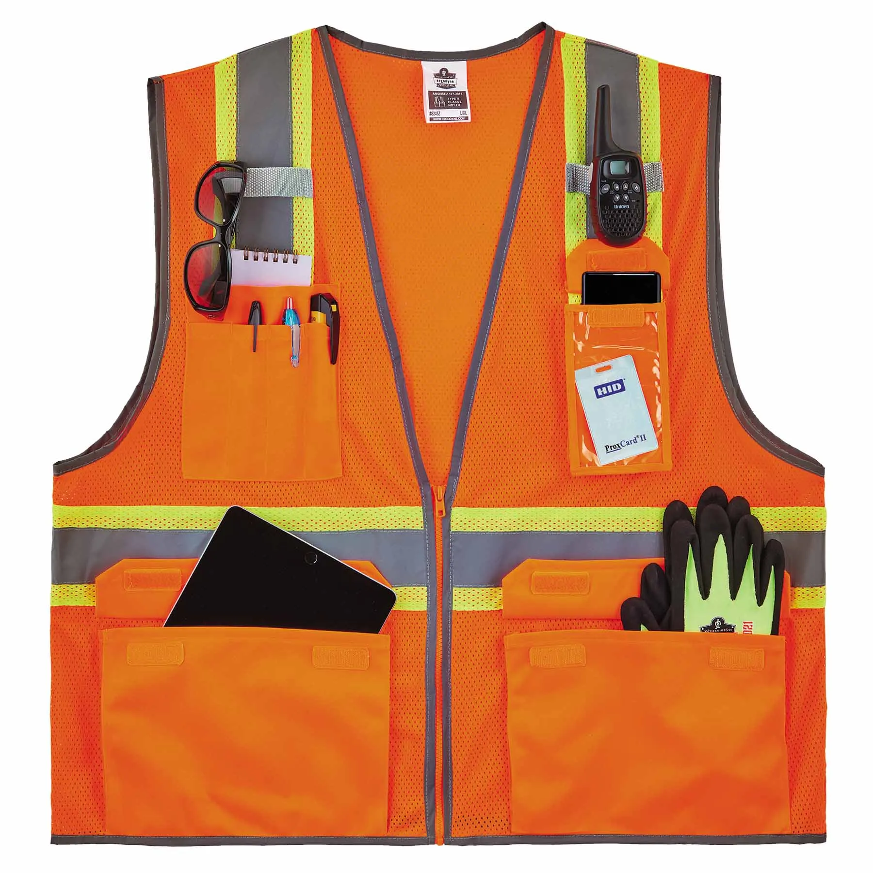 Ergodyne 24578 8246Z-S 4XL Orange Class 2 Two-Tone Mesh Vest - Single Size