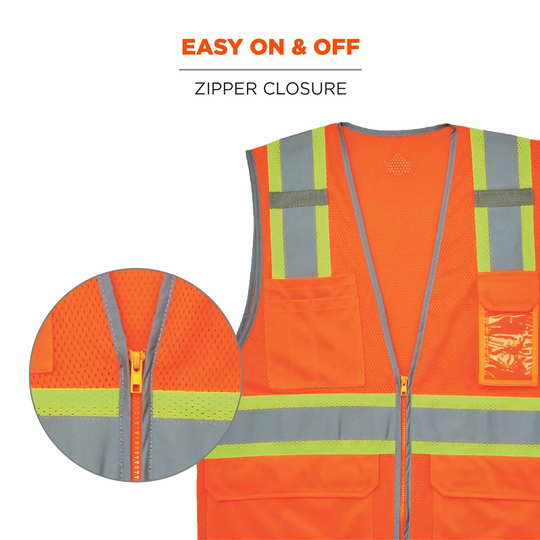 Ergodyne 24578 8246Z-S 4XL Orange Class 2 Two-Tone Mesh Vest - Single Size