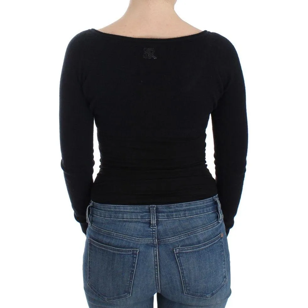 Ermanno Scervino Chic Cropped Black Wool-Cashmere Sweater