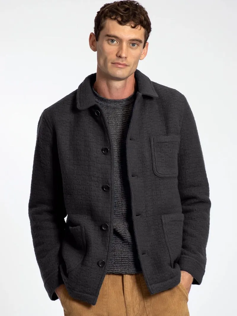 Far Afield Station Jacket Black Textured Jacquard