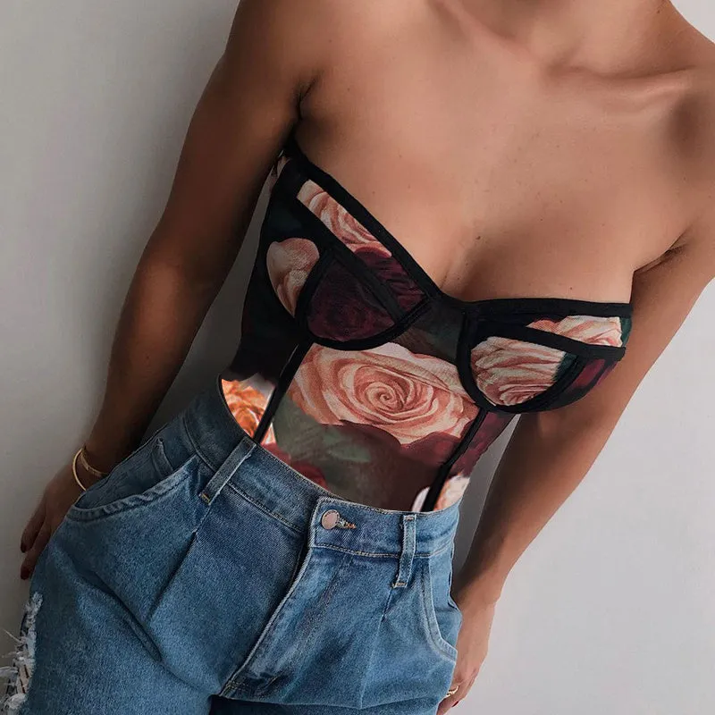 Fashion Printed Camisole Slim Street Style Sling Top