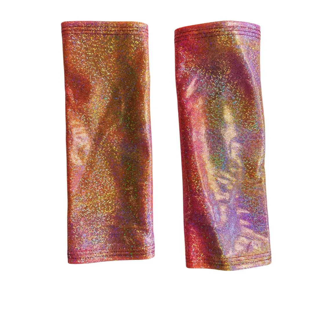 FESTIE BESTIE | Pink/Orange Holographic Gloves, Festival Accessories, Rave Gloves