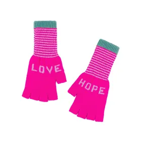 Fingerless Love Hope Gloves in Neon Pink by Quinton   Chadwick