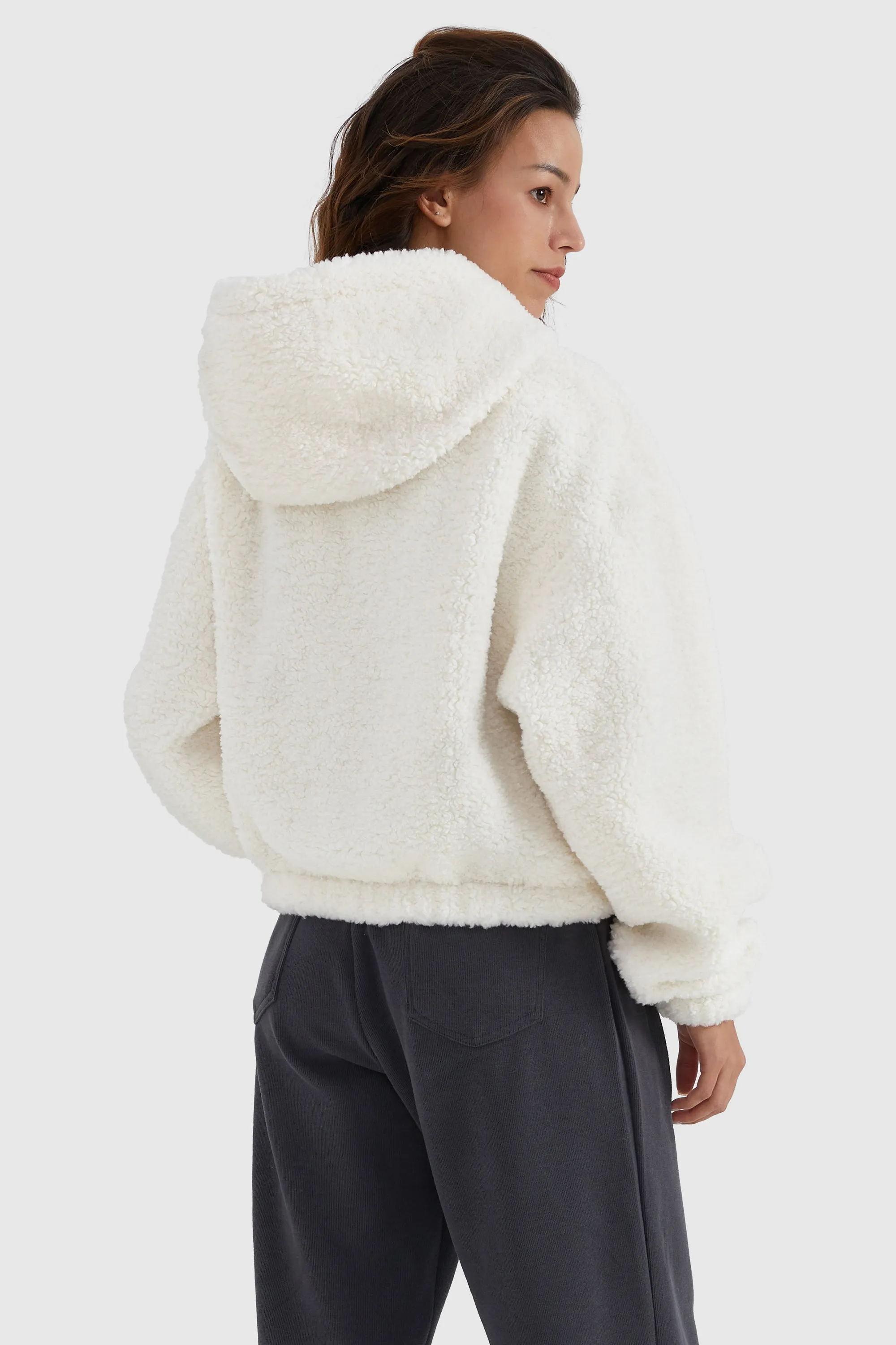 Fleece Cropped Drop Shoulder Coat